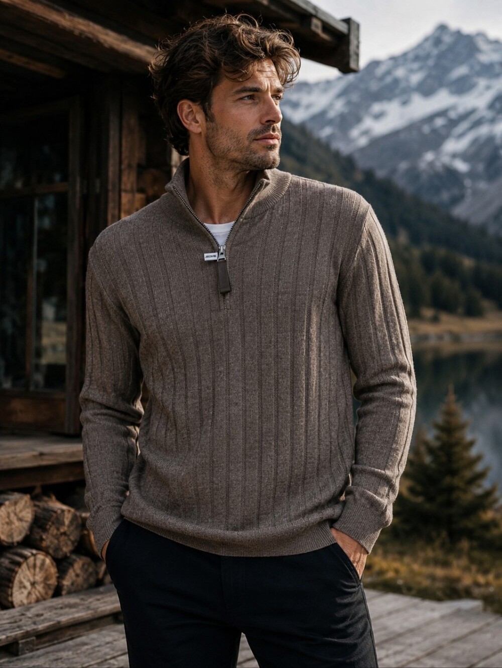 Jason Wu 100% Extra Fine Merino Wool Quarter Zip Sweater Quiet Luxury NWT